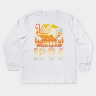 Summer Vintage August 1986 Happy Birthday 34 Years Old To Me Papa Daddy Brother Uncle Son Cousin Kids Long Sleeve T-Shirt